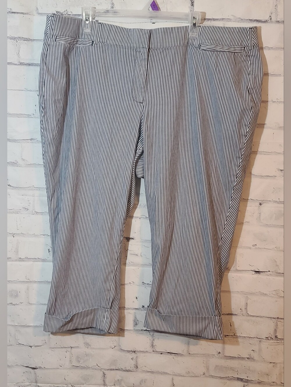 Lane Bryant The Lena Plus Striped Cropped Pants Comfort Stretch Waistband Sz 24